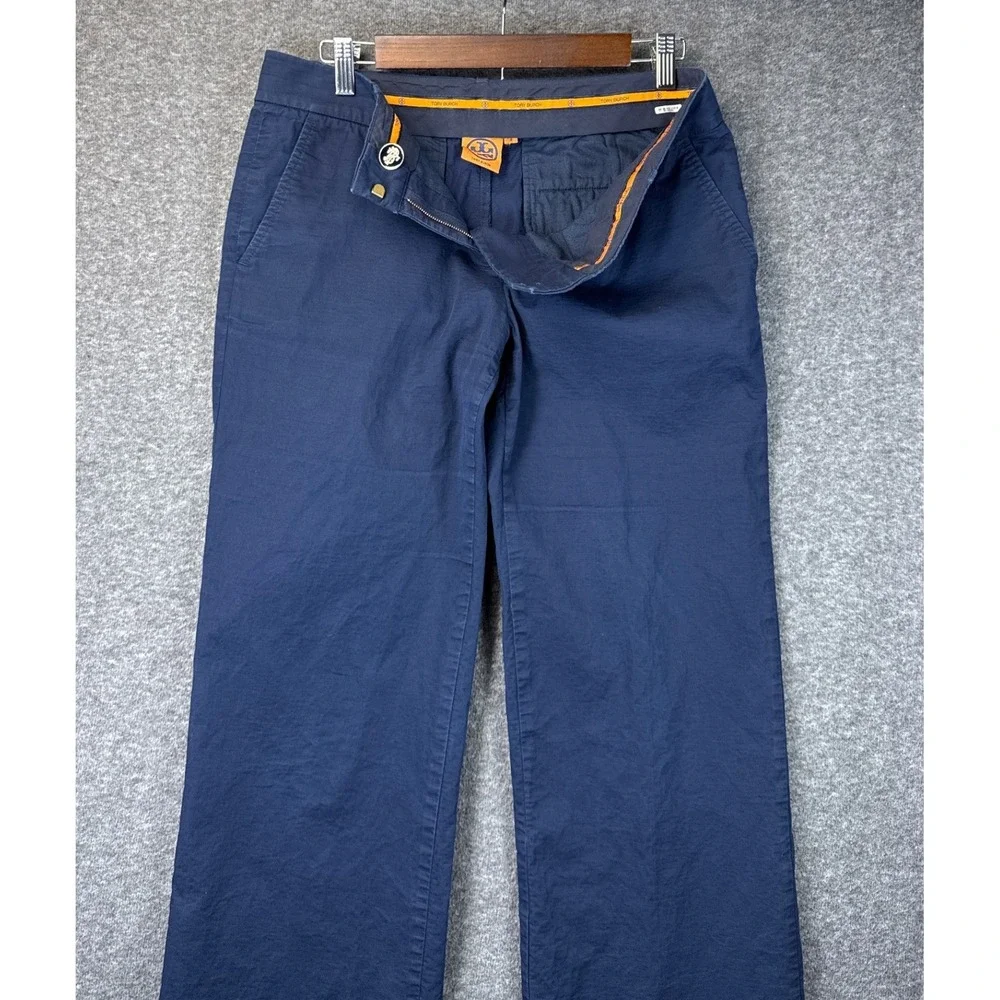 Tory Burch Navy Blue‎ Straight Leg Stretch Pants Womens Size 8 Career Trousers